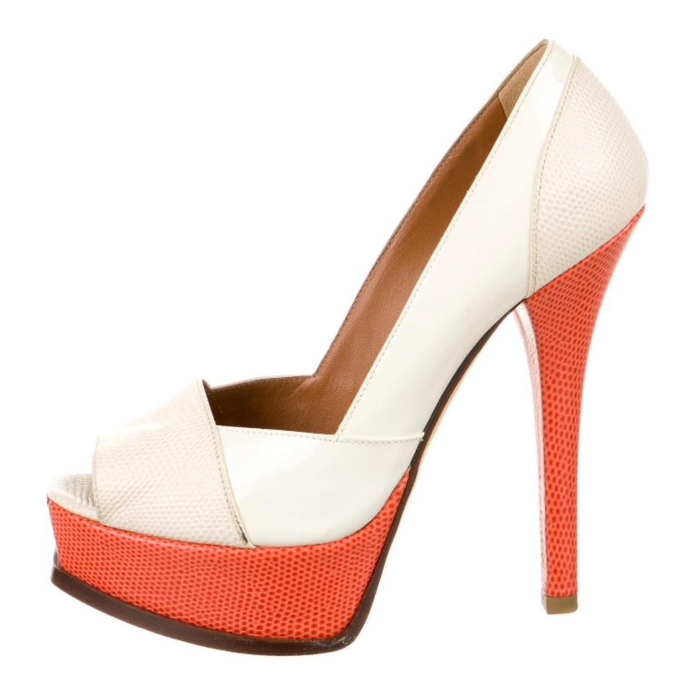 Fendi Heels  Leather colorblock pattern pumps